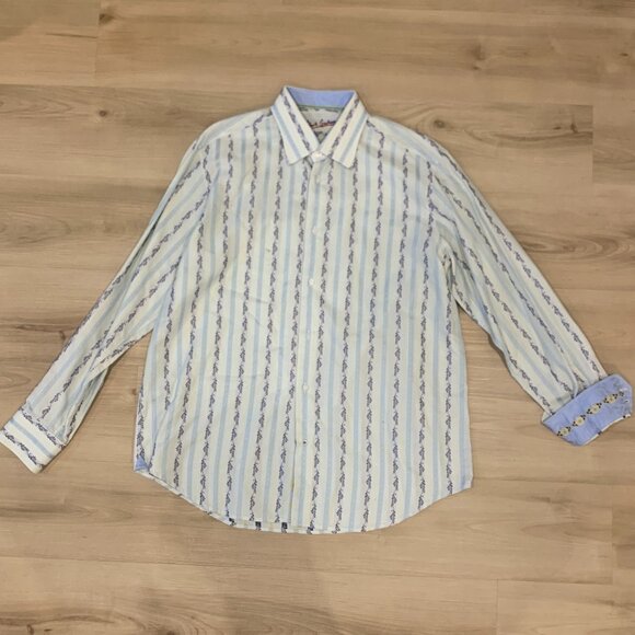 Men's Robert Graham Button Down Dress Shirt with Flip Cuffs Size 42 17neck L/XL - Picture 1 of 8